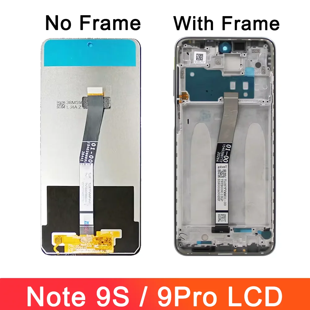 AMOLED Display for Xiaomi Redmi Note 9S Lcd M2003J6A1G Display Touch Screen with Frame for Redmi Note 9 Pro Screen Replacement