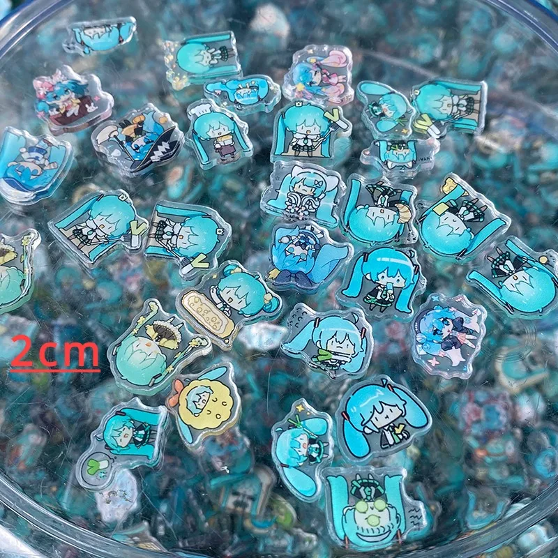 Anime Mascot Hatsune Miku 4cm acrylic pieces profiled double-layer transparent cartoon cute sweet girl DIY hair clip accessories