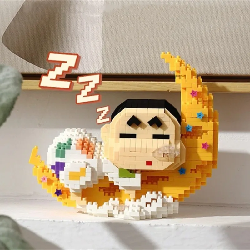 Crayon Shin-chan Sleeping Building Blocks Sleep Series Assembly Model Japanese Anime Character Toy Children's Birthday Gift