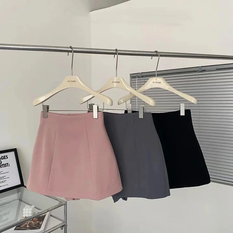 

High Waist Casual Mini Skirt Summer Fashion Streetwear All Match A- Line Skirts Y2K Sweet Slim Preppy Solid Skirts New