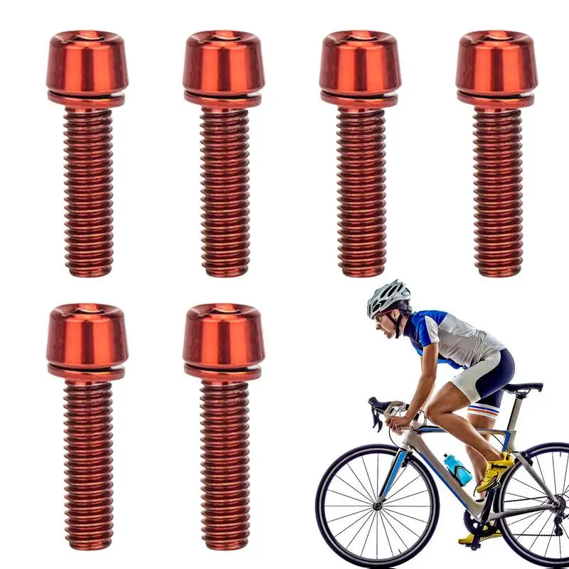 6pcs Bicycle Handlebar Screws Stainless Steel Riser Fixed Screws Lightweight Fixing Supplies for Mountain Bikes Road Bikes