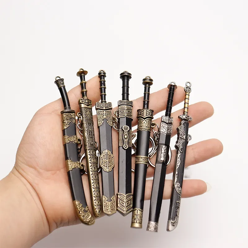 12cm Metal Chinese Katana Sword Ancient Samurai Sabre Katana Sword Killing Blade Sabre Mini Ninja Knife Cosplay Prop Home Decor