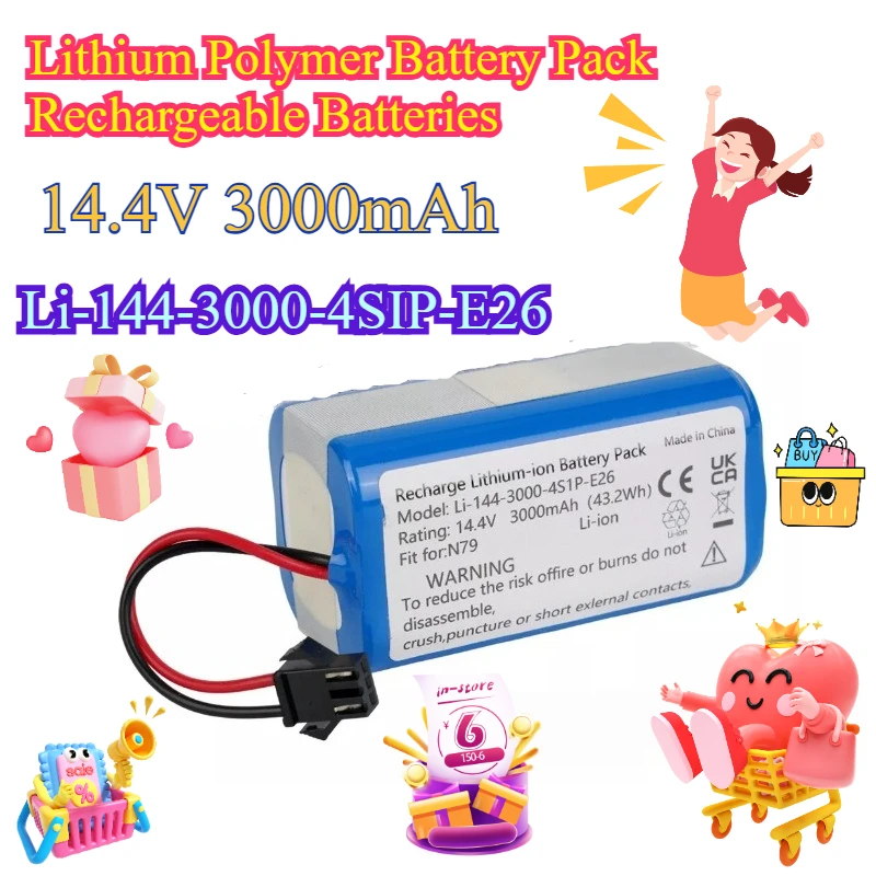 

14.4V 3000mAh Lithium Polymer Battery Pack Rechargeable Batteries
