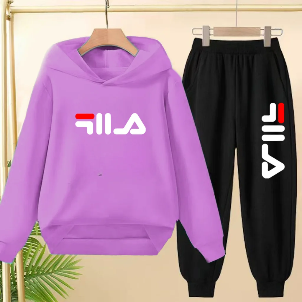 

New 2025 Autumn Winter Boy Girl Hooded Sweatshirt +Jogging Two-Piece Outdoor Casual Casual Charming Letter Print Sportswear Set