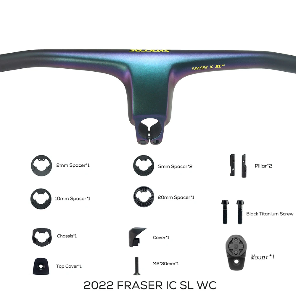 SYNCROS FRASER IC SL WC Chameleon Handlebar Titanium Screws, Road Frame, 20 ° Full Carbon Fibre, Integrated Cockpit, MTB