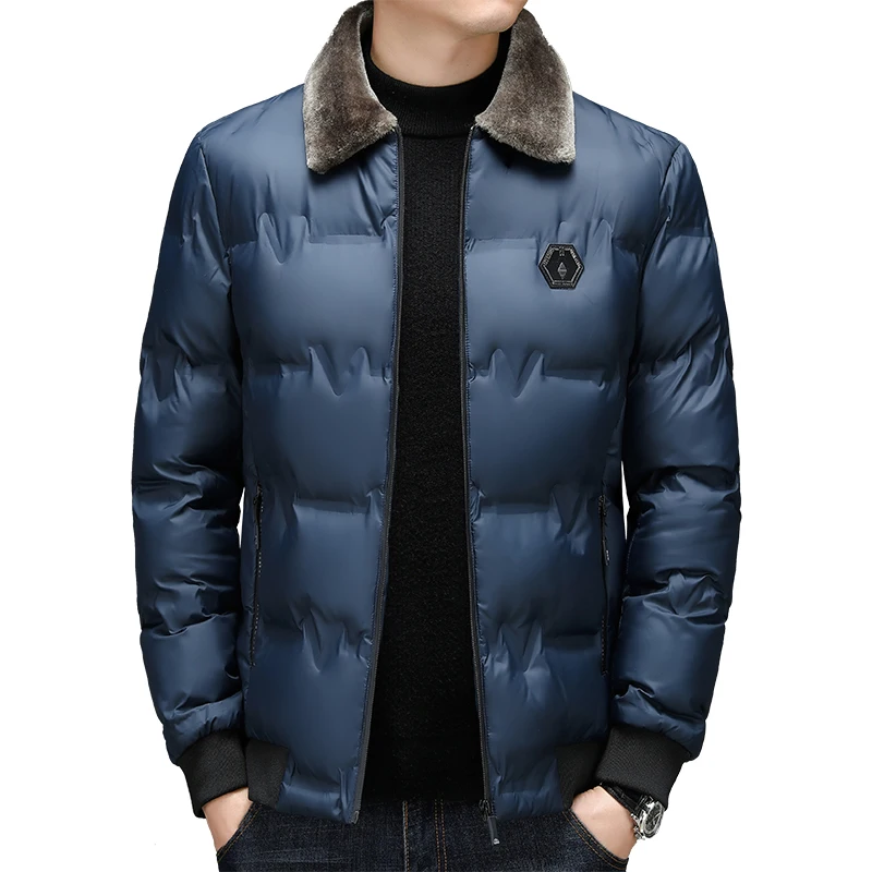 Chaqueta de plumón con cuello de piel para hombre, abrigos gruesos y cálidos informales a la moda, prendas de vestir de alta calidad, cortavientos, Parkas gruesas para hombre, Invierno