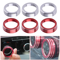 3pcs Anodized Aluminum Car Air Conditioning Heater Ring Knob Covers Decoration Circle Red/Silver Fit for VW Golf GTI MK7