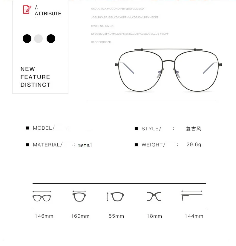 Anti Blue Light Vintage eyeglasses Fashion Women Oversized Metal Glasses frame Men Clear Lens Glasses Gold Optical Spectacle