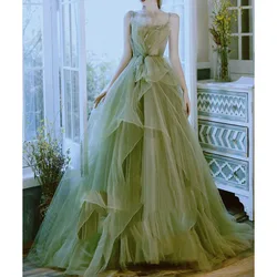 Off the Shoulder Prom Dresses Birthday Evening Dresses for Women A-Line Tulle Wedding shoot Straps Fairy Prom Gowns Corset Back