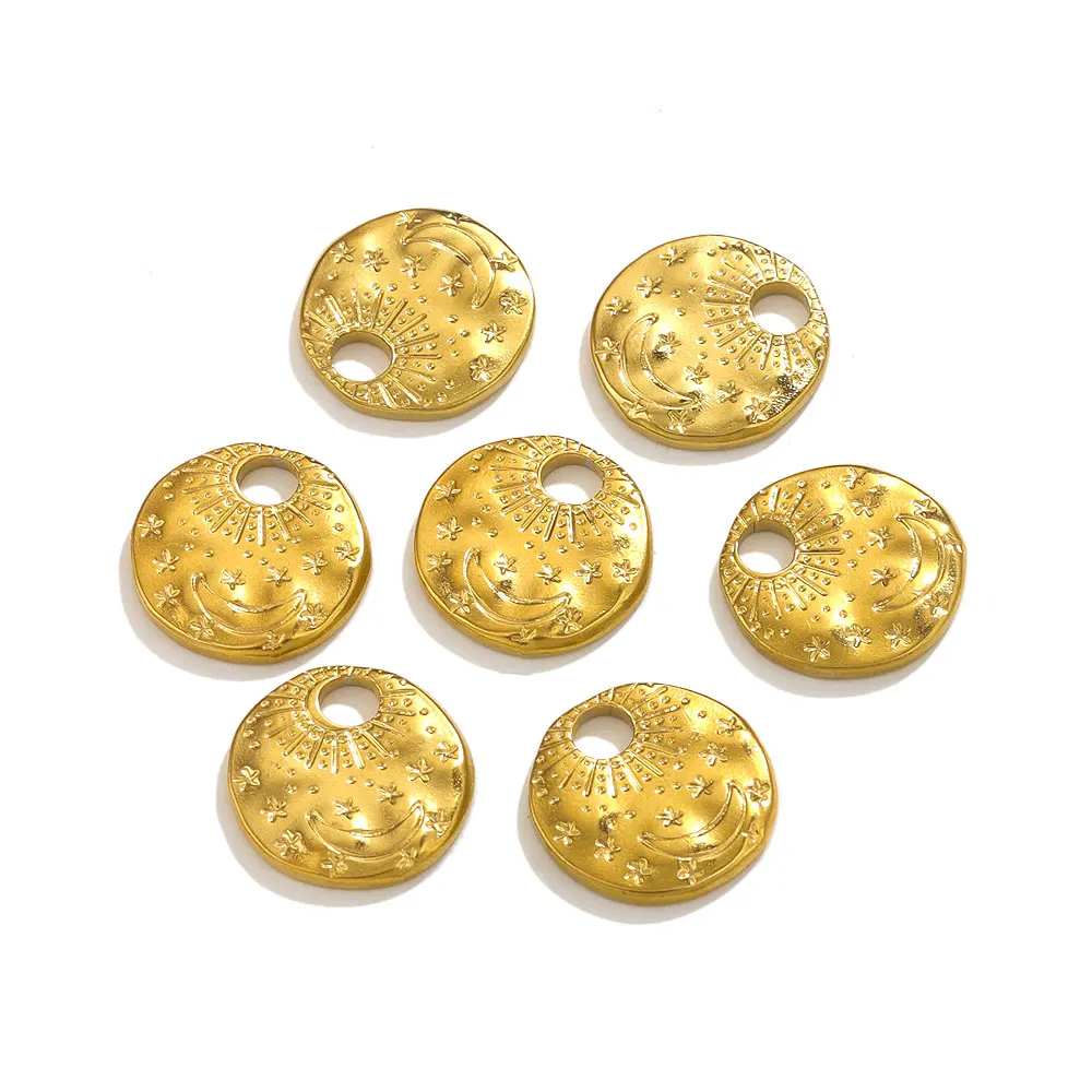 

5pcs Gold Plated Stainless Steel Moon Start Sun Charms For Jewelry Making DIY Earring Necklace Jewelry Charm Finding Accessories