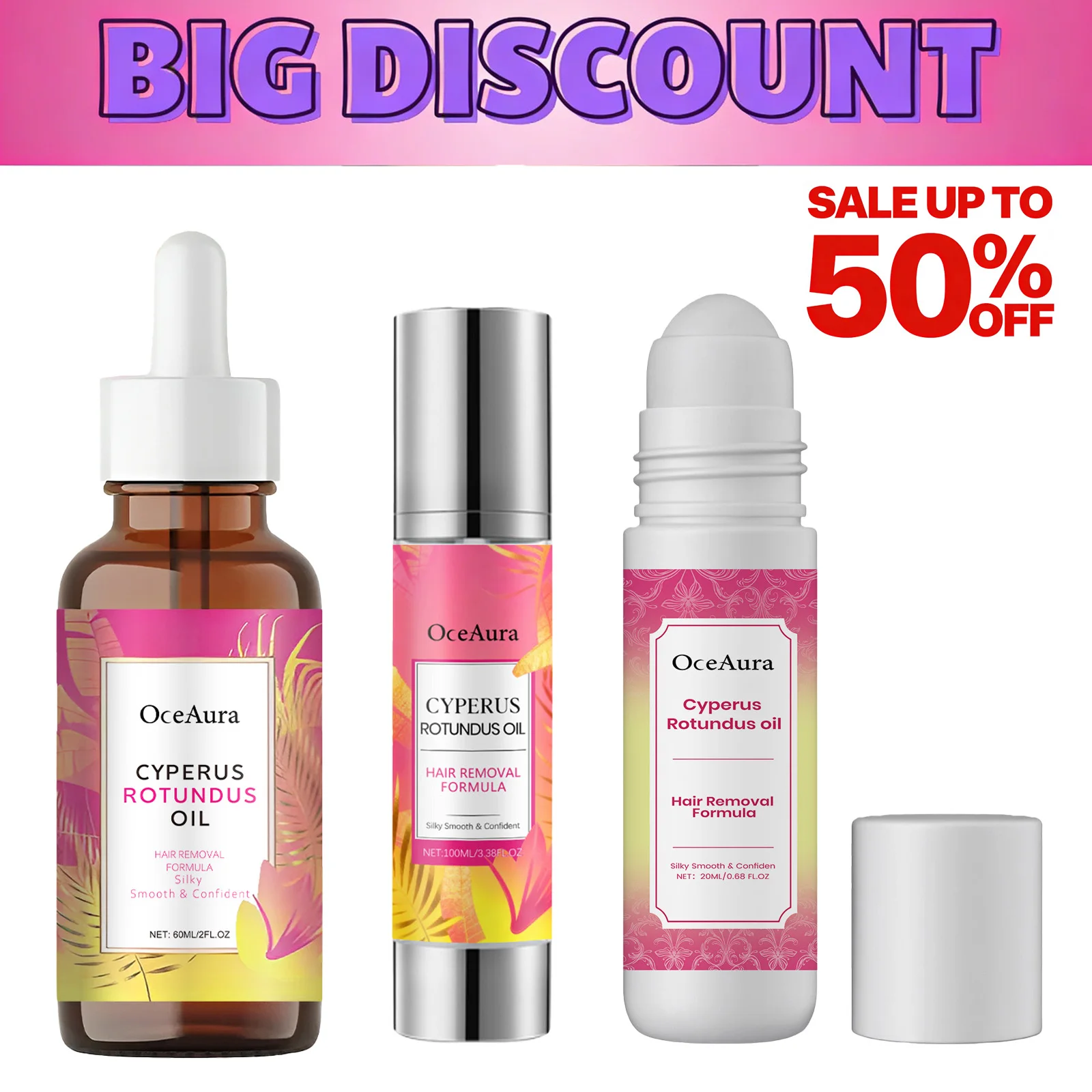 Cyperus Rotundus Haarentfernungs-Pflegeöl - Anti-Haarwuchs-Hemmer & Beruhigendes Öl mit Rollkugel zur Hautpflege nach der Rasur