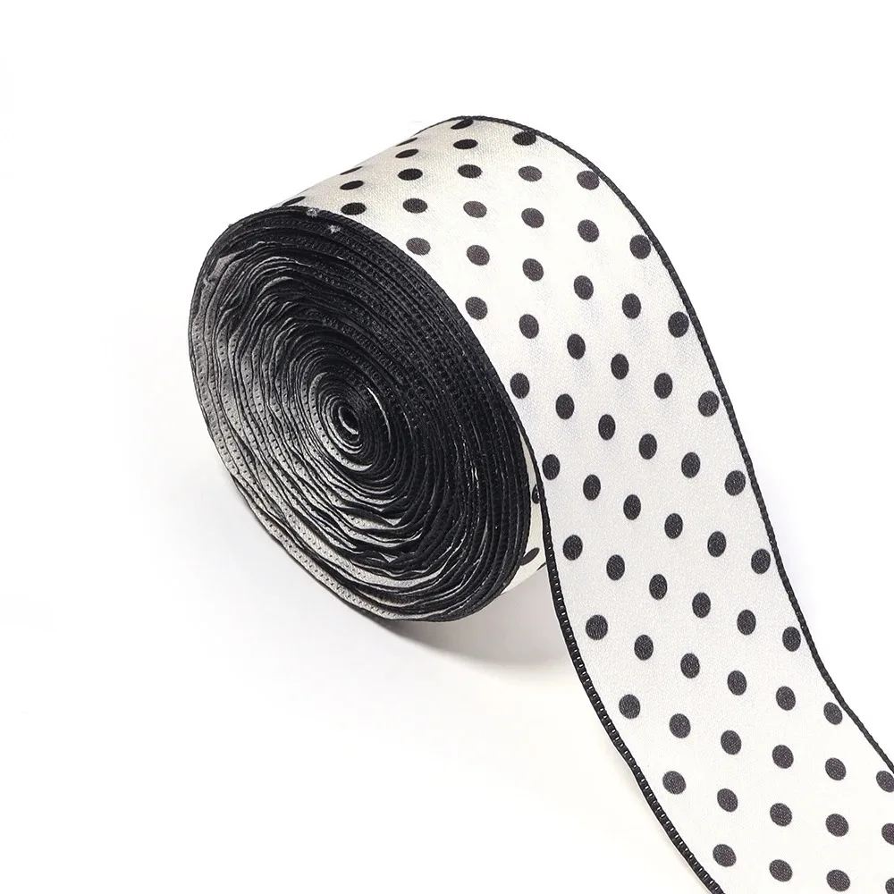 Decorative Polka Dot Printed Polka Dot Ribbons Polyester 40mm Width DIY Ribbons 3 Yards Printed Ribbons DIY