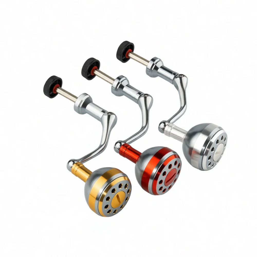 Full Metal Spinning Fishing Reel Handle Upgrade Parts Aluminum Alloy CNC Rocker Arm Ergonomic Grip Replacement Accessory