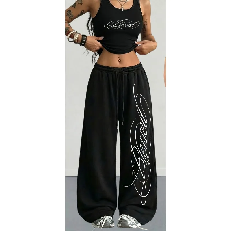 American Street Dark Retro Hip-hop Y2k Print Halloween Autumn and Winter New Item Unisex