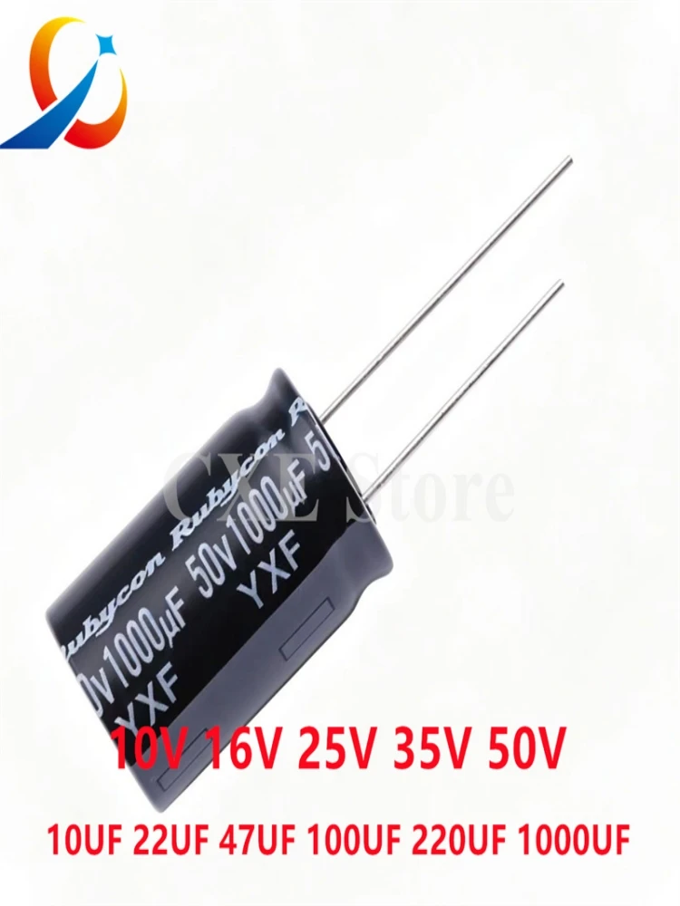 10 SZT. YXF 10V 16V 25V 35V 50V 63V 100V 10UF 22UF 47UF 100UF 220UF 470UF 680UF 1000UF Kondensator Elektrolityczny Rubycon NOWY — zdjęcie produktu 7