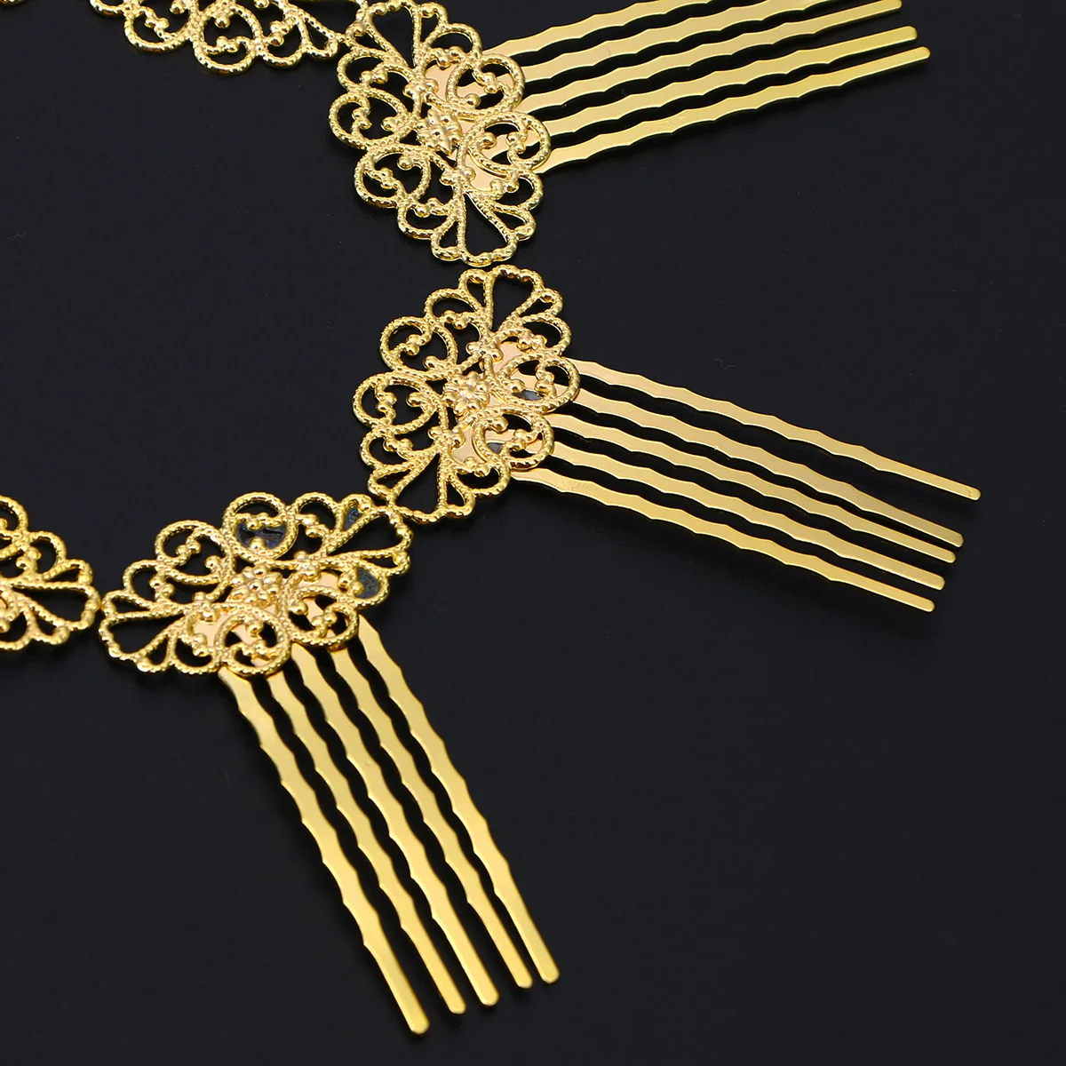 

10Pcs Five Tooth Inserted Hair Combs Golden Elegant Hair Accessories for Women Girls Bridal Party Daily Wear