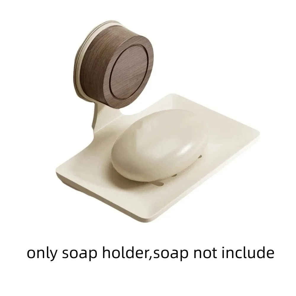 

High-end Wall Mounted Soap Box Self-draining Plastic Base Soap Holder Suction Cup Carbon Steel Soap Dish Bathroom