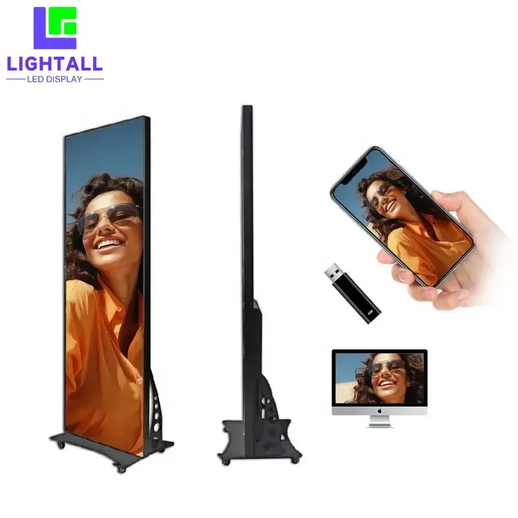 3-Year Warranty Indoor Floor Standing LED Advertising Poster Display Stand Digital Signage Video Application Animation Function