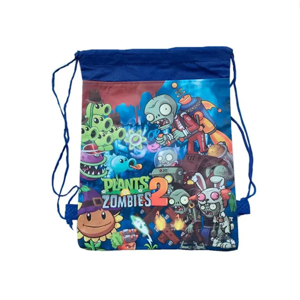 1 Pc Cartoon Plants VS Zombies Action Figures Nylon Bags Pull String Bag Opening Simple Convenient Storage Bag Gift Toy view 2