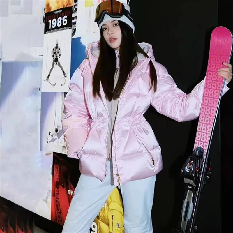 2025 hiver nouveau femmes fermeture éclair taille-cinch coupe-vent chaud laine d'agneau doudoune Y2K haute qualité à la mode décontracté combinaison de Ski