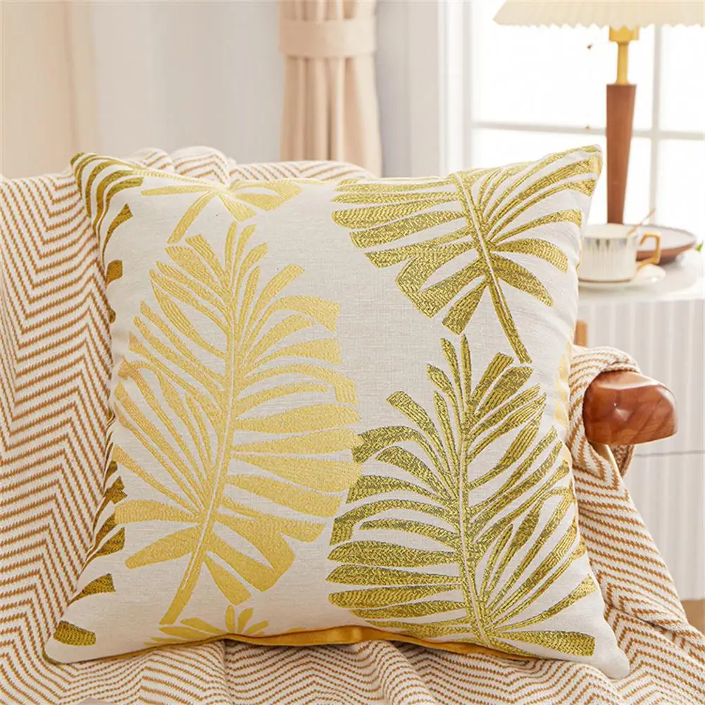 Colorful Gold Leaf Cushion Cover Polyester Decor Pillows For Sofa Living Room Car Coussin Cotton Pillowcase Nordic Home Decor