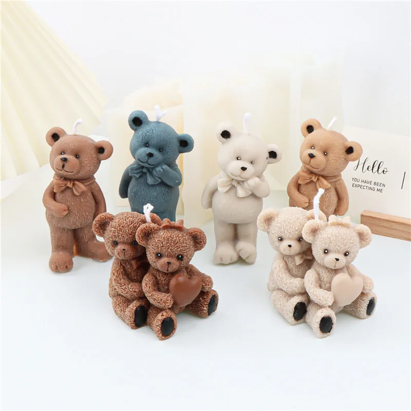 Standing Bear Candle Silicone Mold for Handmade Chocolate Decoration Gypsum Aromatherapy Soap Resin Candle Silicone Mould