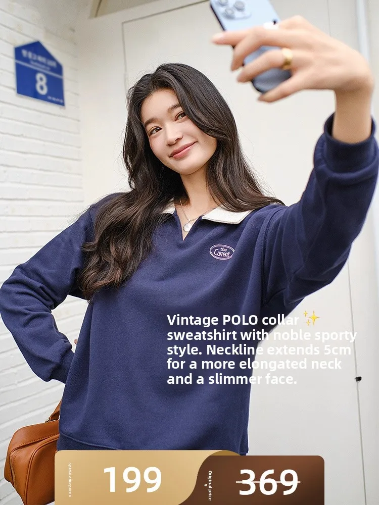 

MeiYang Special S Paul Толстовка с вышитым воротником Повседневный спортивный топ из смеси хлопка Long Sve Удобная толстовка с капюшоном