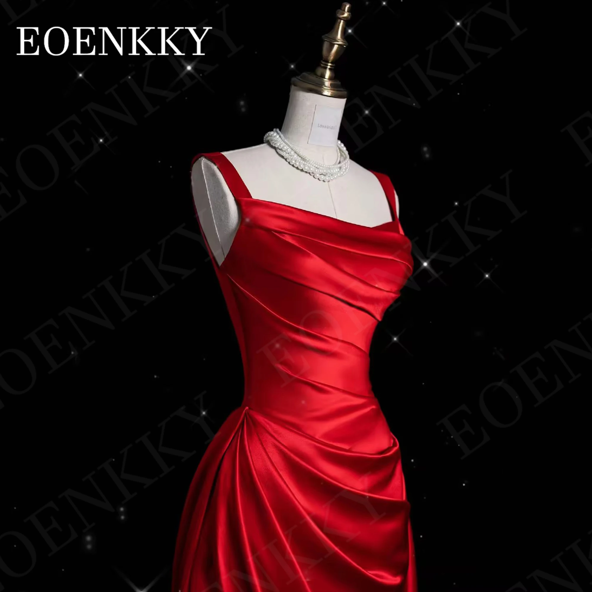 Elegant Satin Evening Dresses Prom Burgundy Split Backless Banquet Party Dress Spaghetti Straps فساتين سهرة Simple Saudi Arabia