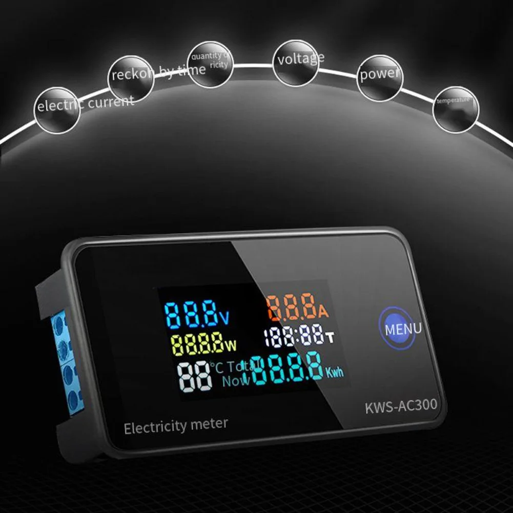 KWS-AC300 AC 50-300V Digital Voltmeter Ammeter LED Power Meter With Reset And Memory Energy KWh, Reset