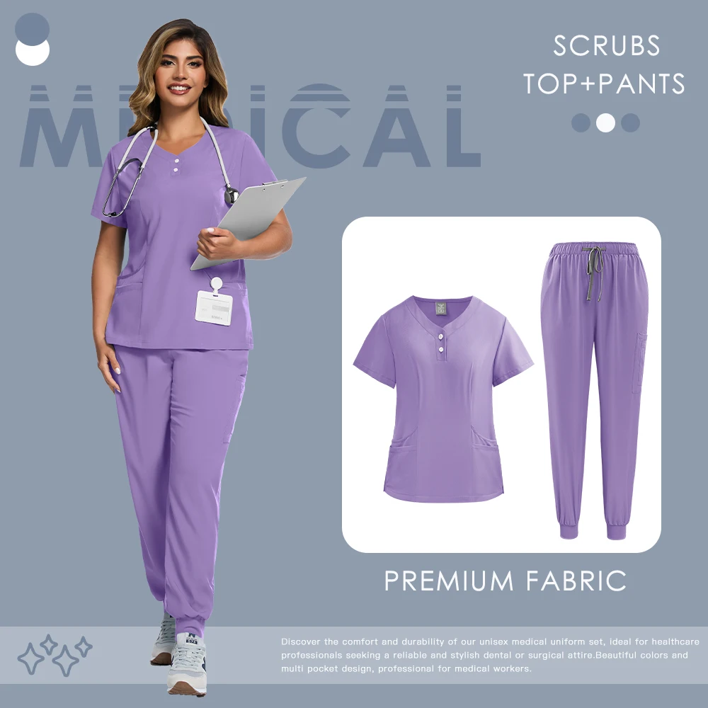الملحقات الطبية النساء الرجال الدعك أعلى سراويل للجري مجموعة معاطف للأطباء والممرضات سريعة الجافة ملابس العمل تنفس تمتد الملابس السريرية