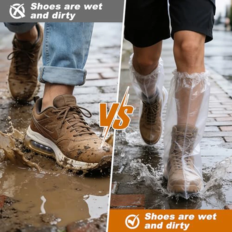 Thickened Waterproof Disposable Shoe Cover Waterproof Anti Slip Rain Shoe Cover Wear-resistant Transparent Plastic Shoe Cover