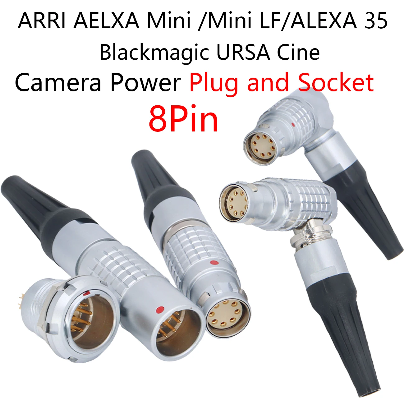 2B FGJ 8Pin Female Plug and Male Socket For ARRI Alexa Mini, Mini LF,ALEXA35 ,Blackmagic URSA Cine Camera Power Cable Connectors