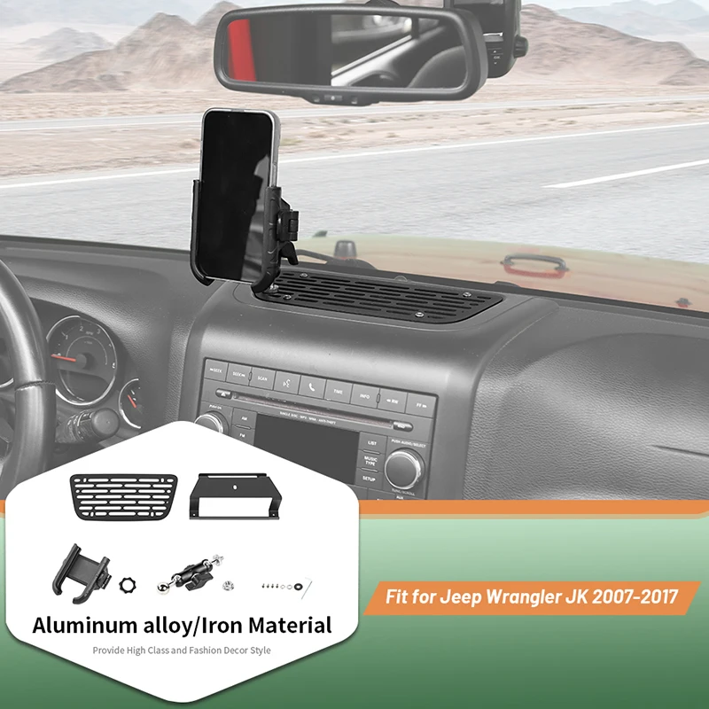 

Dash Mount Phone Holder for Jeep Wrangler JK 2007-2017 Black Center Console Expansion Cell Phone Stand for Navigation Daily Use
