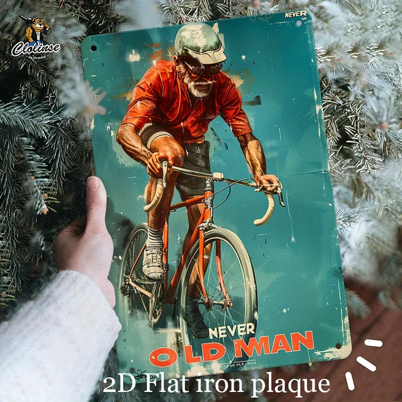 Vintage-Inspired Inspirational Slogan Old for Man Cycling Metal Sign,  with 
