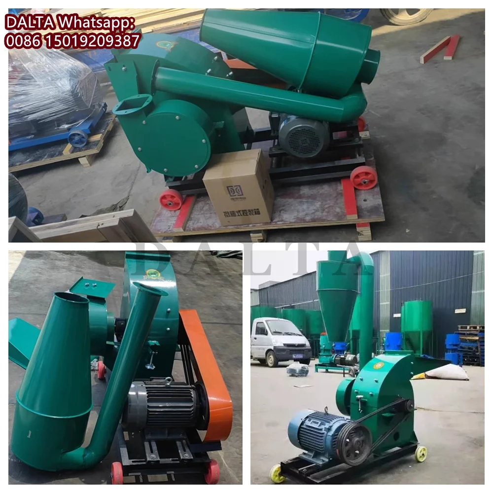 Corn Rice Husk Grinder Hammer Mill Machine  Animal Fodder Grainder Pig Feed Crusher Machine Straw Grass Feed Processing Machine