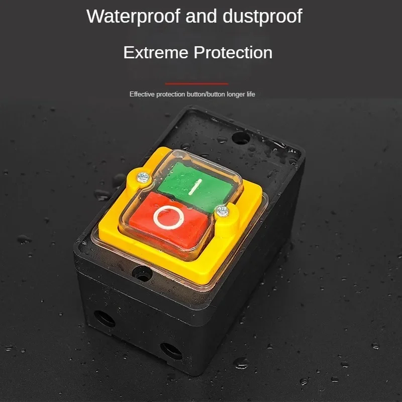 On Off Water Proof Push Button Switch 10A 250V 380V Waterproof Push Button for Cutting Machine Bench Drill Switch Plastic Motor image 4