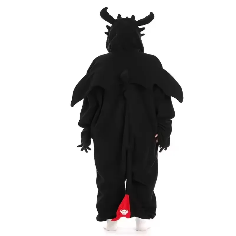 Black Toothless Dragon Onesie Pajamas Adult Kids Kigurumi Unicorn Jumpsuit Animal Pijamas Train Halloween Cosplay Winter Slipper image 4