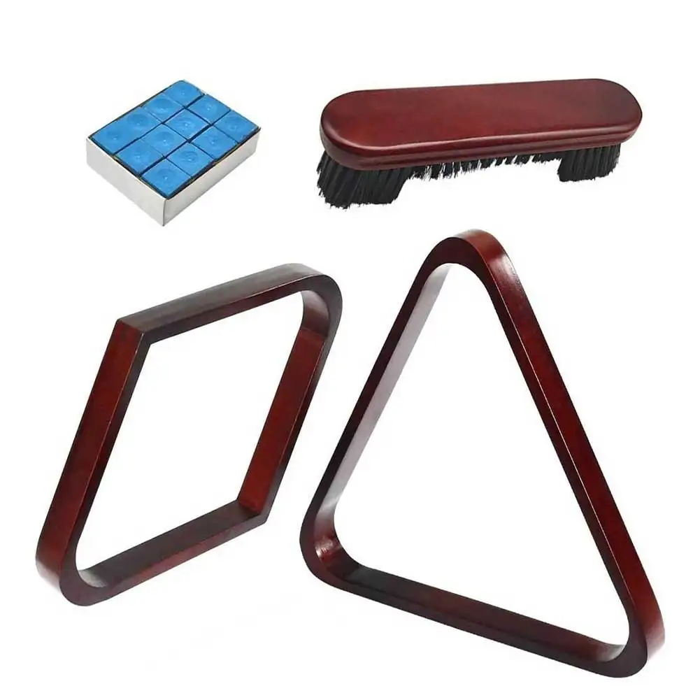 1 Set Wood Triangle And Diamond Rack For 2-1/4 Inch Billiard Balls With Chalk And Brush Pool Table Accessories