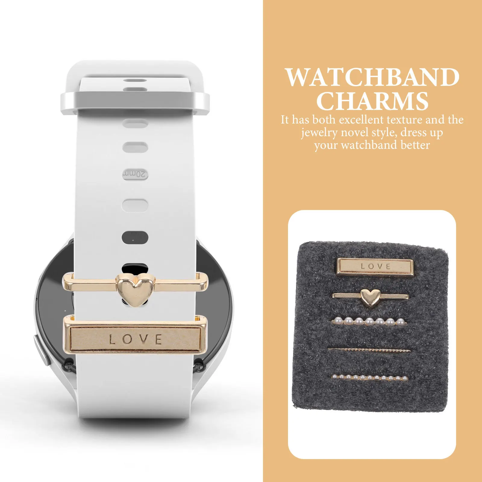 5 قطع من حلقات حزام الساعة الذكية، تصميم فريد من نوعه، تصميم دقيق، حزام ساعة يد يدوم طويلاً، ديكور ساحر #4