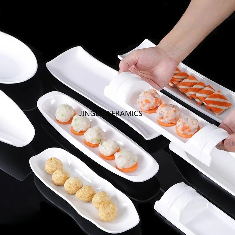 1pc Melamine Strip Plate Alien Western Cuisine Dish Sushi Plate Main Dish Plate Melamine Hot Pot Tableware Kitchen Utensils