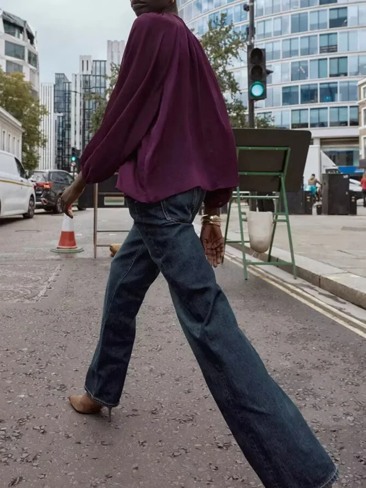 

Европейский и американский стиль, осенняя новая модная женская свободная повседневная простая полупрозрачная рубашка