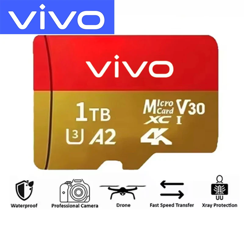 VIVO Micro-SD-Karte Hochgeschwindigkeits-SD-Speicherkarte 128GB 256GB 512GB 1TB 2TB Micro-SD U3 V30 TF-Flashkarte für Telefon- und Kamerageräte