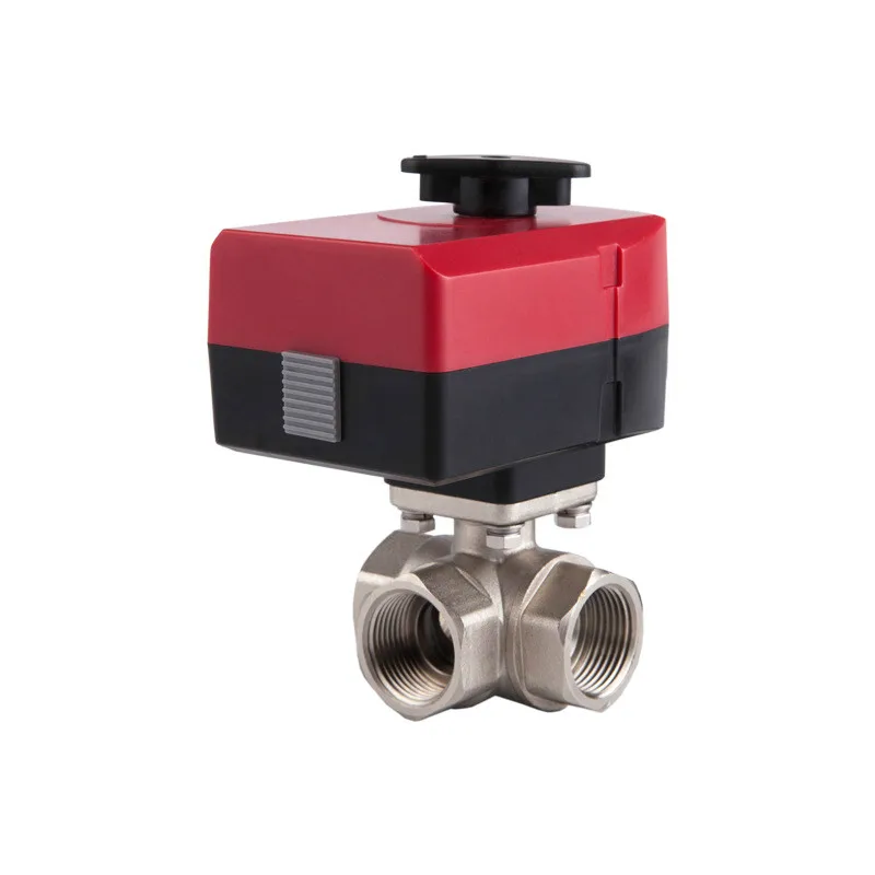 

Electric Valve Brass Motorized Ball Valve Three Way Valve Can Be Manually And Automatically AC 220v 24v DN20 DN25 DN32 L Type