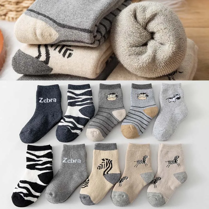 3Pair New autumn and winter thick cartoon warm children's baby socks