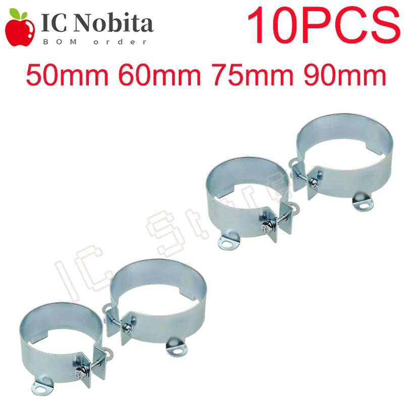 

10PCS 50mm 60mm 75mm 90mm Capacitor Clip with Screw and Nut Inside Circular Capacitor Mounting Clip Bracket Iron Ring Metal Clip