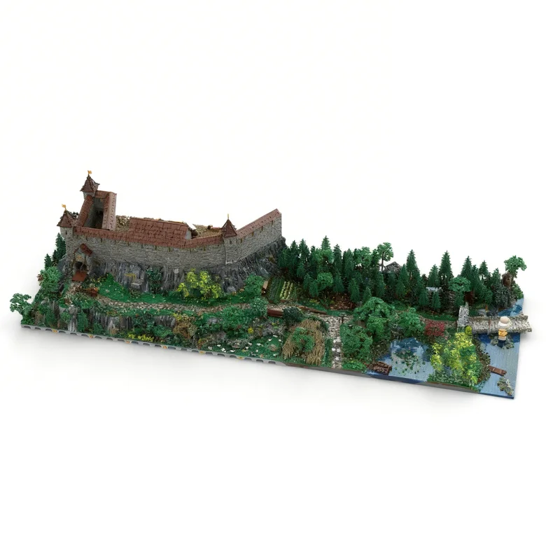 132180pcs MOC Castle Hohengeroldseck Bundle Castle Part 1 & Landscape Expansion 1 Model Building Blocks Christmas Gift Toy 3D