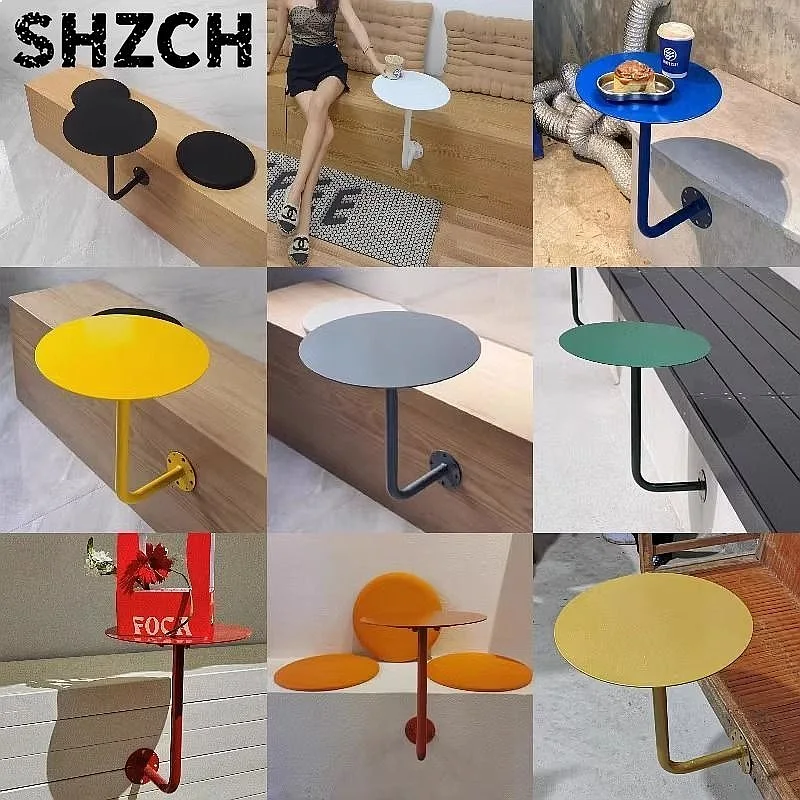 Wall-Mounted Small Round Table Space-Saving Bistro Counter for Cafe Milk Tea Shop Corner