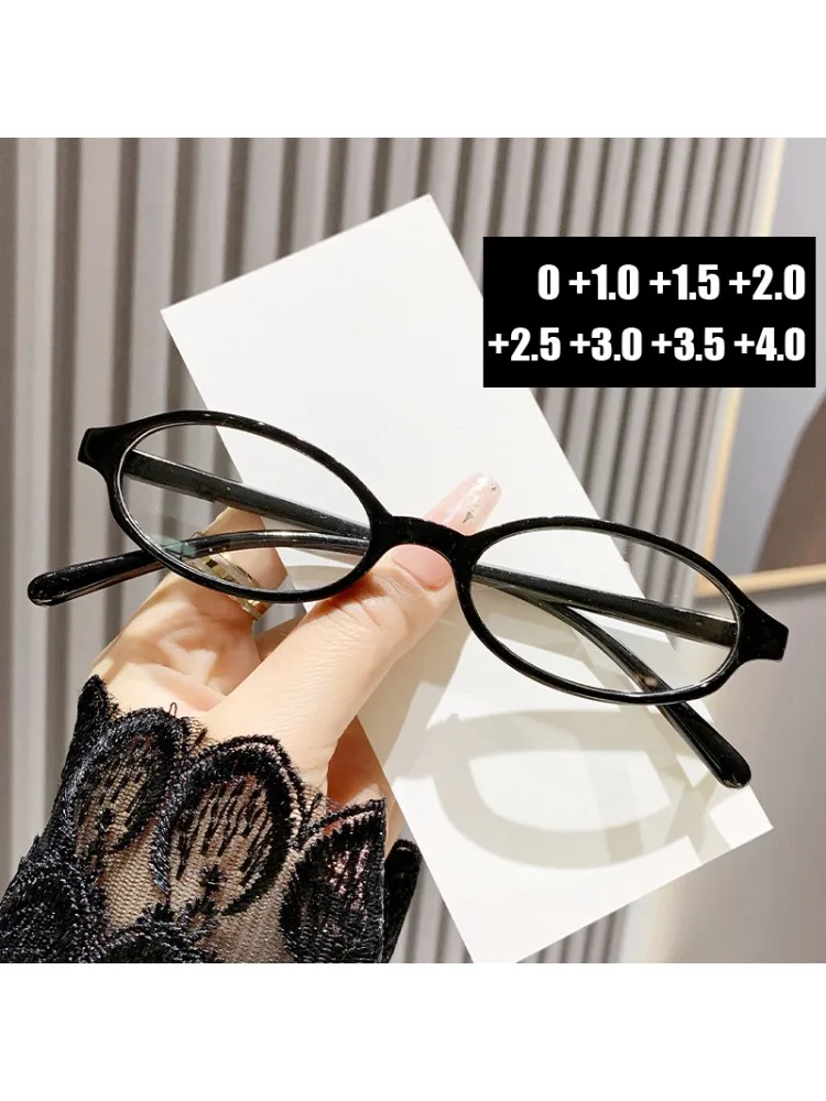 Lunettes de lecture ovales vintage unisexes à petit cadre pour dames, lunettes de presbytie anti-lumière bleue, lunettes d'hypermétropie finies, dioptrie