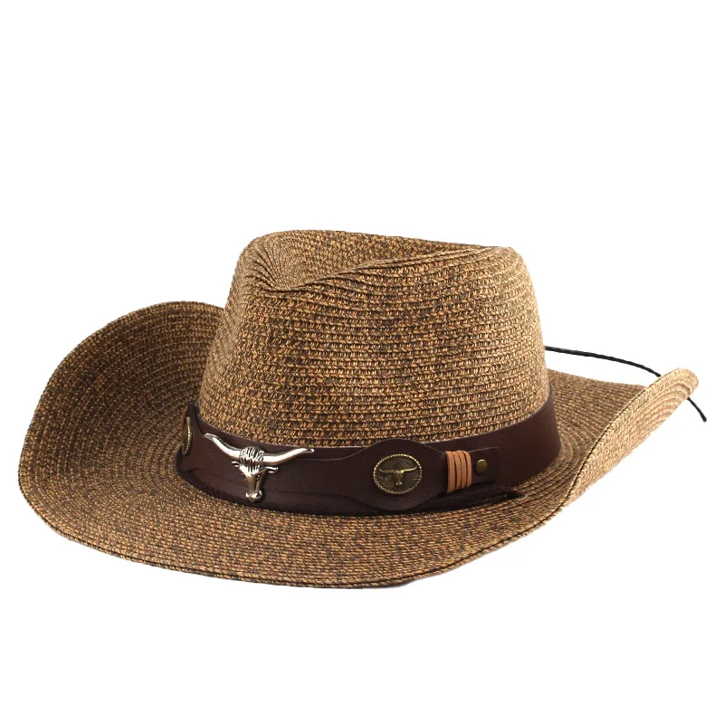 

mixed color straw hat western cowboy straw cap outdoor sun hat Classic casual cowboy accessories outdoor events music festivals