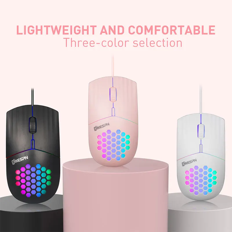 1600 DPI RGB Backlit Honeycomb Shell Mouse Wired RGB Gaming Mouse USB/Type C Mice For Computer iPad Tablet Macbook Air Laptop PC